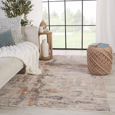 Heath Abstract Gray/ Red Area Rug