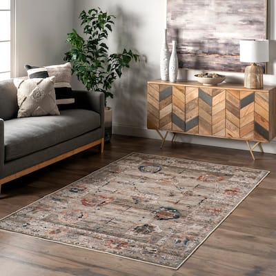 Nuloom Cleora Vintage Floral SplashGuard Machine Washable Area Rug