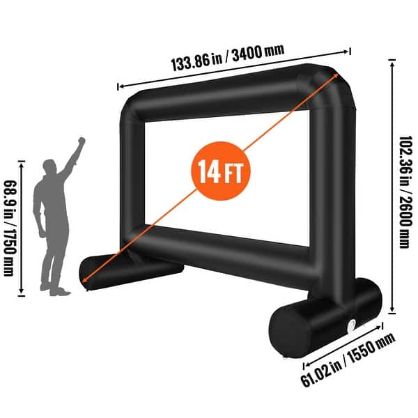 Inflatable Movie Screen, 14 FT Inflatable Projector Screen for Outside with Blower and Carrying Bag, Front/Rear Projection