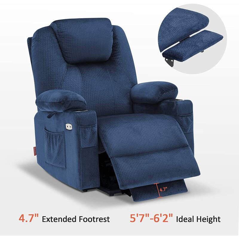 MCombo Large Power Lift Recliner Chair with Massage, Cup Holders, Extended Footrest, Fabric 7516