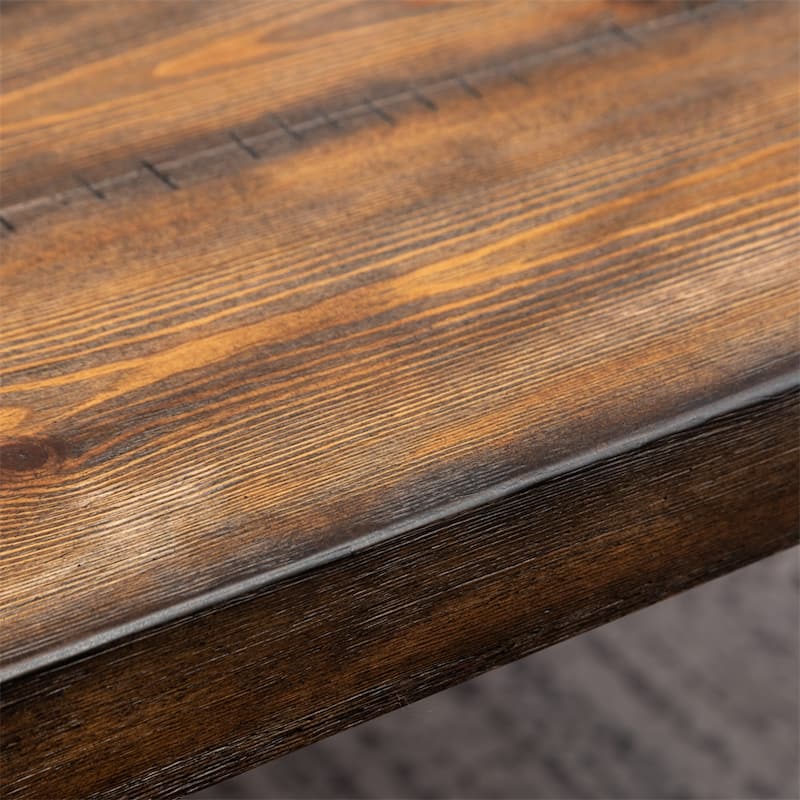 Industrial Metal Hairpin Design Dining Table, Rustic Dark Pine