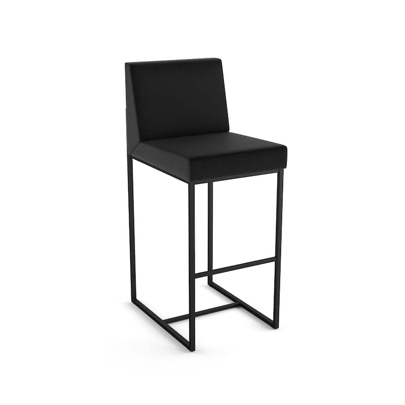Amisco Derry Counter and Bar Stool - Charcoal Grey Boucle Polyester / Black Metal - Counter Height
