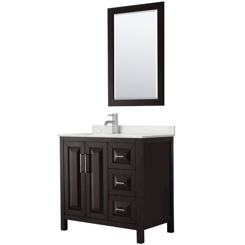 Wyndham Collection WCV252536S-QTZ-UNSM24 Daria 36" Free Standing - Dark Espresso / Giotto Quartz Top / Polished