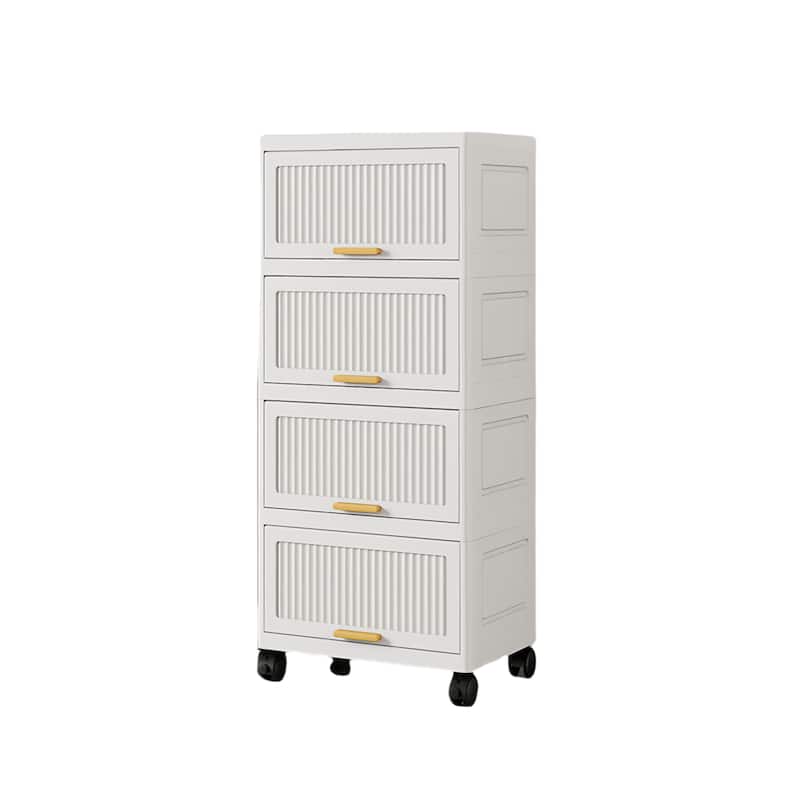 Kitchen Carts, Flip Open Storage Box With Wheels, Movable Storage Cabinet, Kitchen Shelf, Movable Storage Box-White