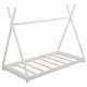 preview thumbnail 6 of 15, Twin House Platform Kids Bed Frame with Triangle Design and Safety Railings, White