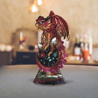 ICE ARMOR 4.75"H Red Volcano Dragon Sitting on Grystal Glass Figurine ...