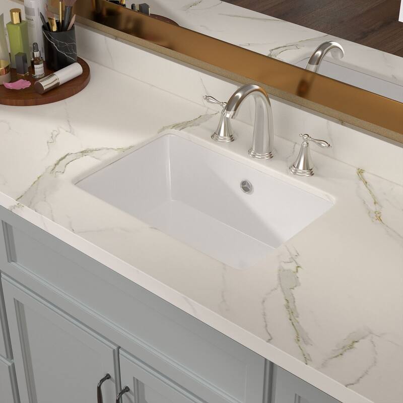 18/20 in. Undermount Vessl Sink White Rectangle Porcelain Ceramic Lavatory Bathroom Sink