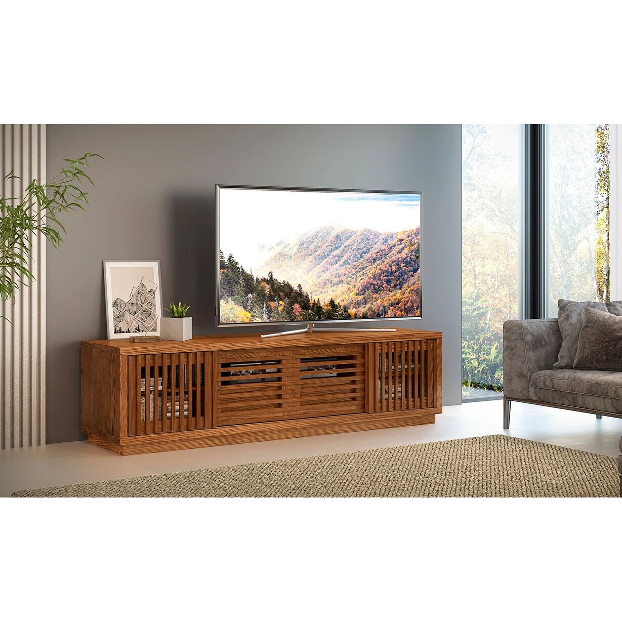 Red oak outlet tv stand