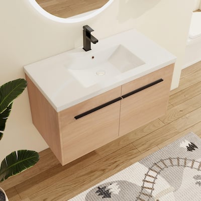 Malwee 24"/30"/36" Floating Bathroom Vanity, Wall Mounted Bathroom Vanity with Sink and Soft Close Doors