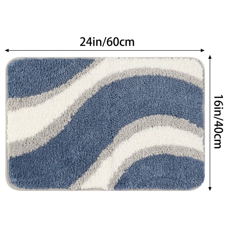 Wavy Stripes Bathroom Rug Mat, Absorbent Bath Rug, Non-Slip Bath Mats for Bathroom Floor, Tub and Shower