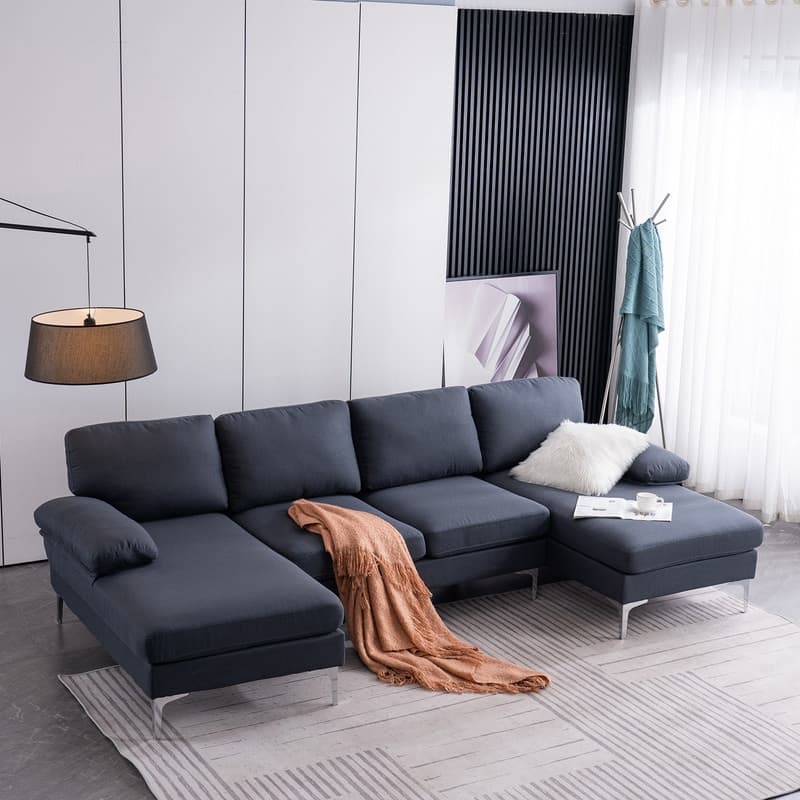 U-Shaped Fabric With Two Imperial Concubine Iron Feet 4 Sectional Sofas