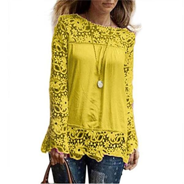 Shop Fashion Womens Lace Long Sleeve Shirt Casual Blouse Loose
