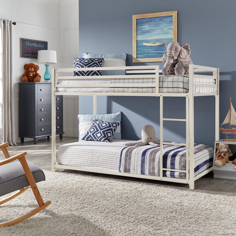 Zetta Metal Bunk Bed by iNSPIRE Q Junior - White - Twin over Twin