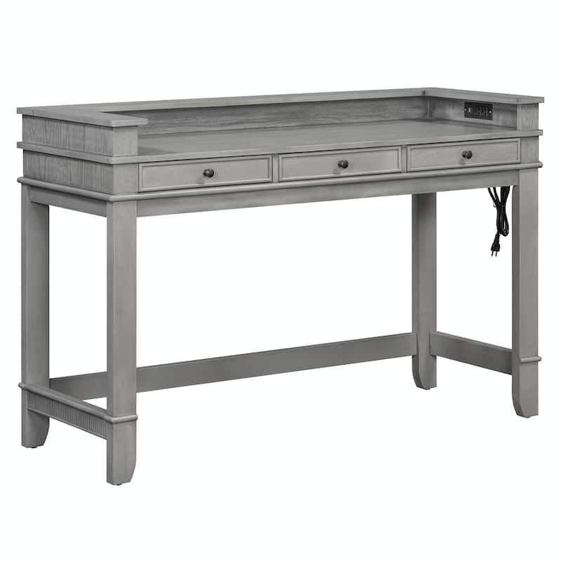 4-Piece Dining Table Set for 3 - Retro Kitchen Table with 3 Storage Drawers and Matching Chairs