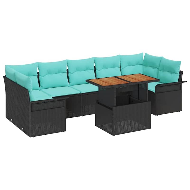 vidaXL 8 Piece Garden Sofa Set with Cushions - 113.8×52.2×27.2