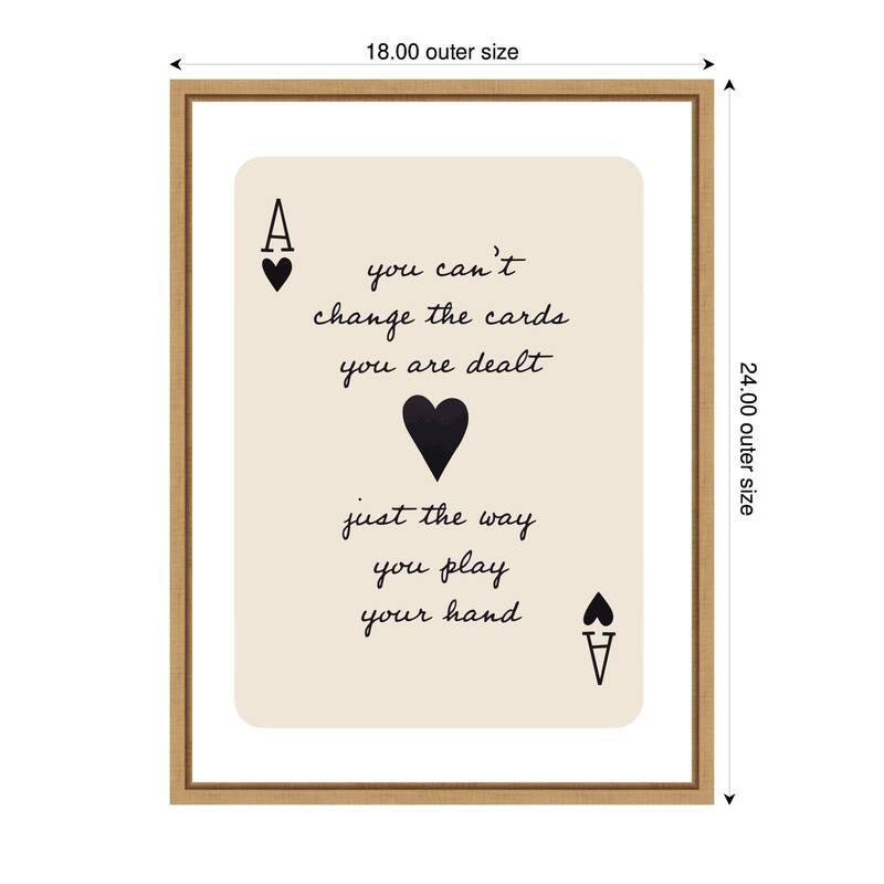 Kate and Laurel Ace of Heart Cards Positive Quote expansion by The Creative Bunch Studio Framed Canvas Wall Art Print