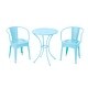 preview thumbnail 3 of 8, Roomfitters 3-Piece Outdoor Bistro Set Metal Patio Dining Furniture with Round Table and 2 Chairs, Light Blue