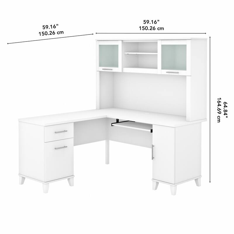 Bush Furniture Somerset 60W L Shaped Desk with Storage Hutch
