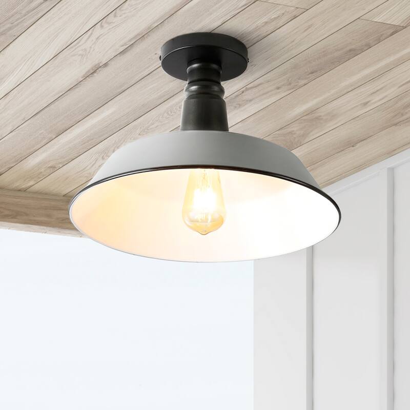 Cassidy 14" LED Semi-Flush Mount, by JONATHAN Y - Gray/Black
