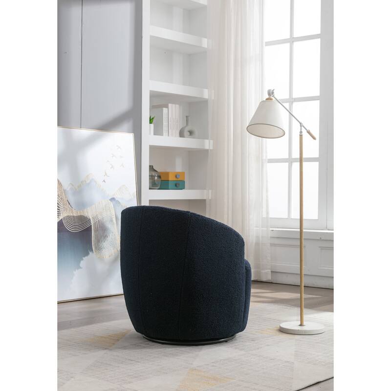 25.60" Swivel Barrel Chair, Modern Small Single Sofa Chair Comfy Round Upholstered Armchair for Living Room Bedroom
