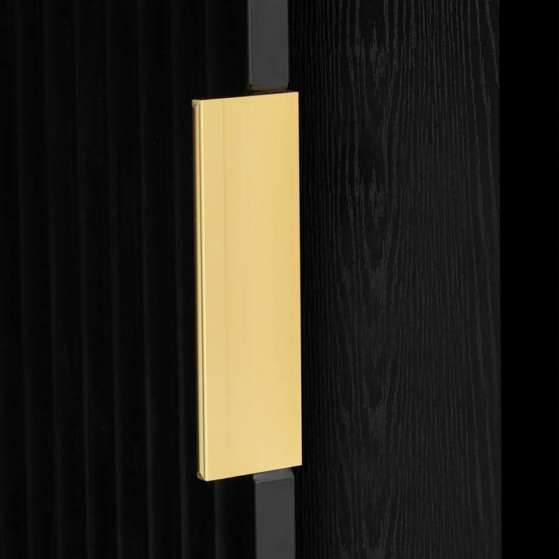 Modern 57.5" Fluted Door 4-Door Sideboard with Side Hooks and Adjustable Shelves