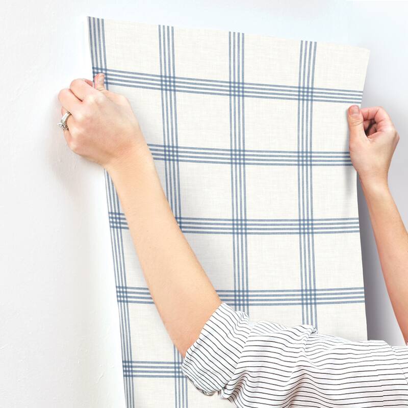 Chesapeake Twain Denim Plaid Wallpaper