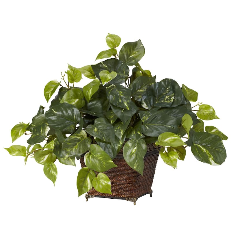 Silk Plant with Rope Planter - 22" Artificial Greenery Decor for Home Office - 1.42ft.