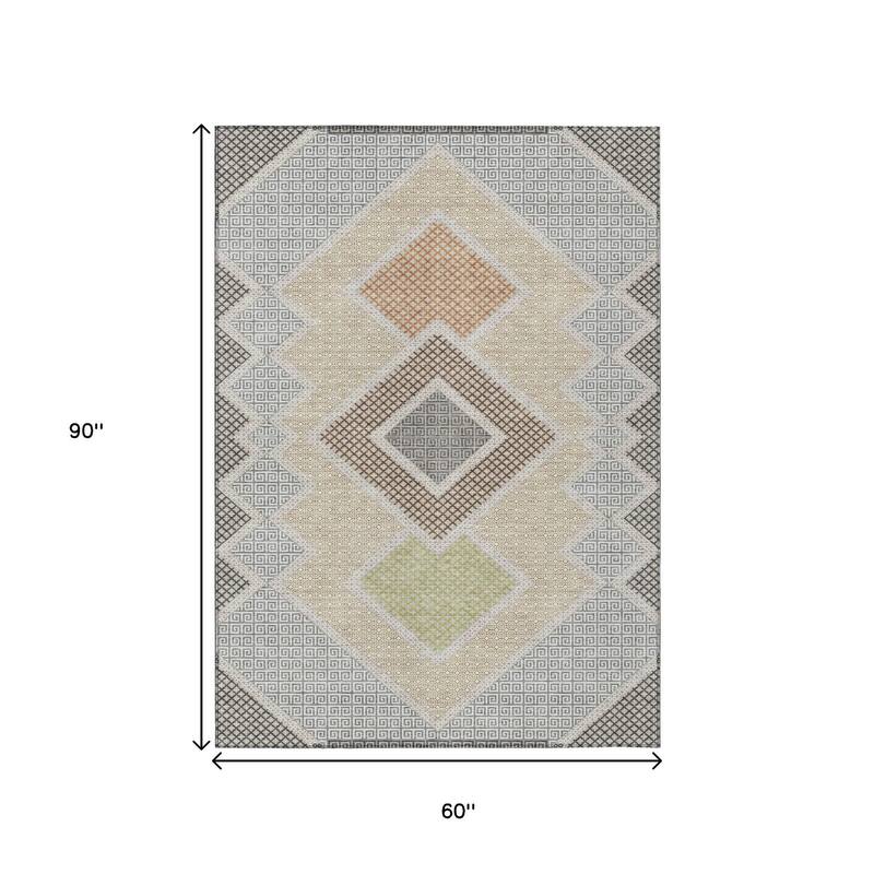 HomeRoots Geometric Transitional Rectangle Outdoor Rug
