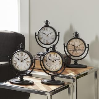 Black Metal Decorative Clock with Swing Stand (Set of 4)