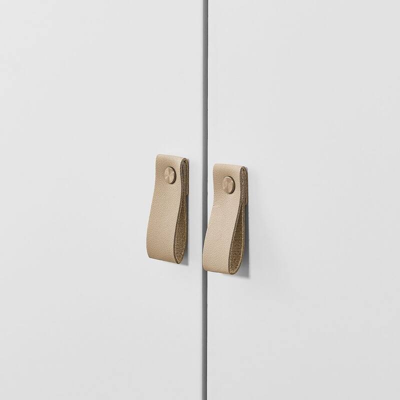 3 Doors Wooden Cabinet with Leather Handle