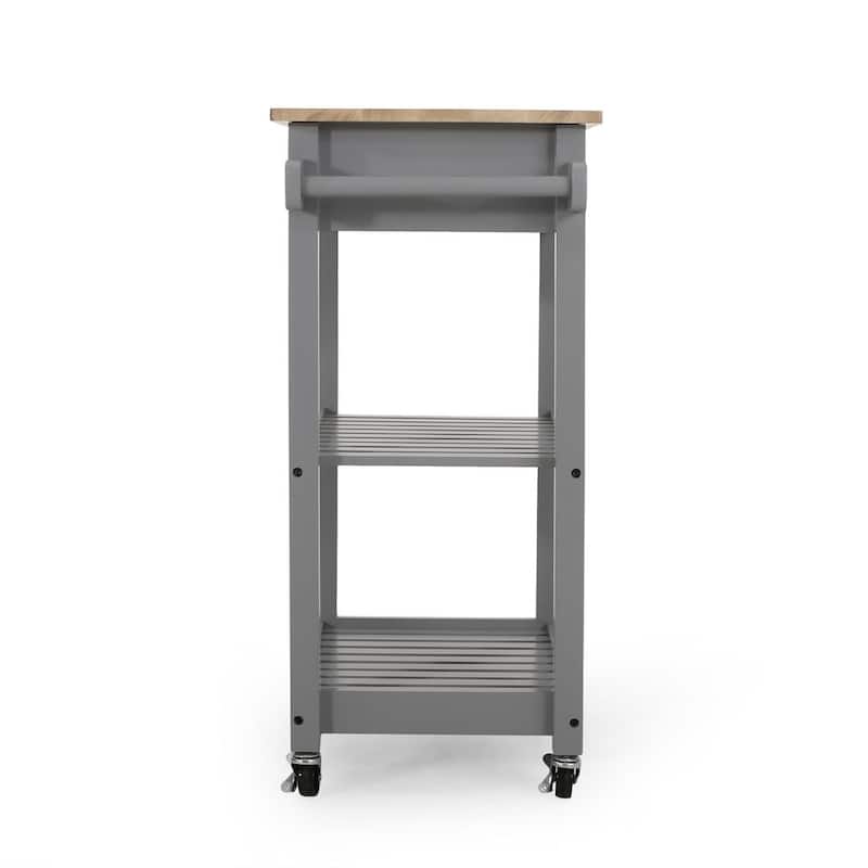 Compact Wooden Kitchen Cart with Wheels Shelves and Drawer by Christopher Knight Home
