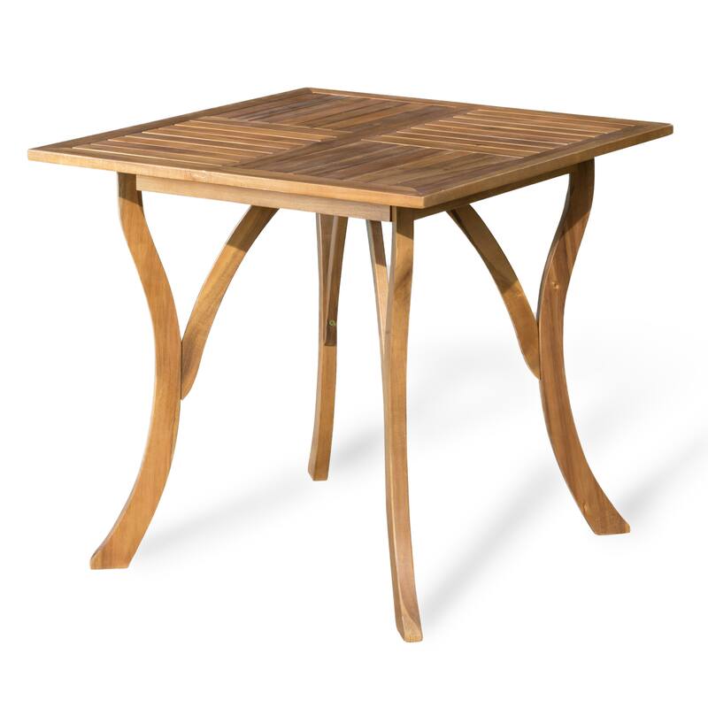 5-Piece Outdoor Acacia Wood Dining Set with Square Table and 4 Cushioned Chair