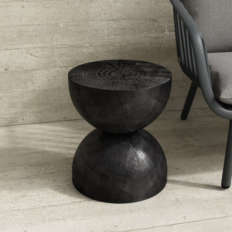 Alina Side Table Indoor/Outdoor Stone White w/ Gold Flakes