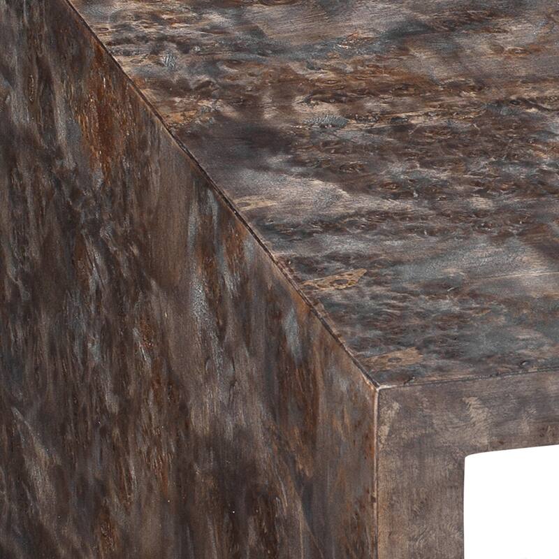 Alden Decor Delia Nesting Burlwood Table Set of 2