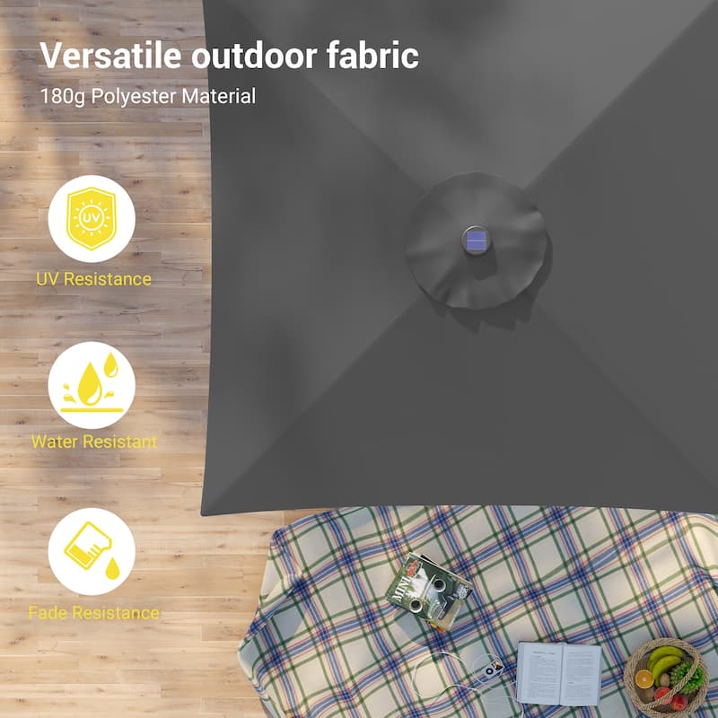 BONOSUKI 6.5x6.5Ft LED Patio Market Umbrella Weather-Resistant Frame