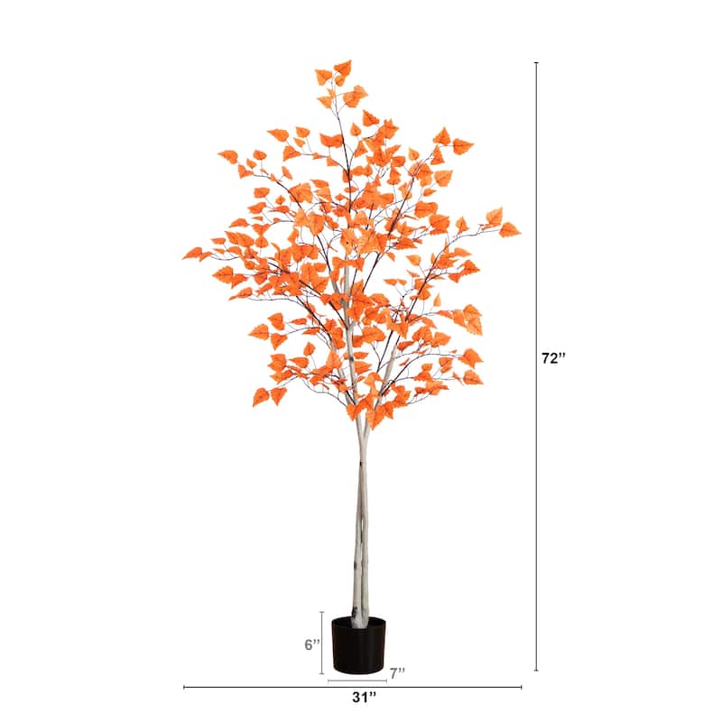 Potted Birch Leaf Artificial Tree - 6' - Unlit