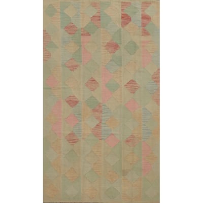 Hand Woven Oriental 100% Wool Carpet Southwestern Tribal Multi-Colored Kilim Area Rug - 8' 3'' X 4' 8''