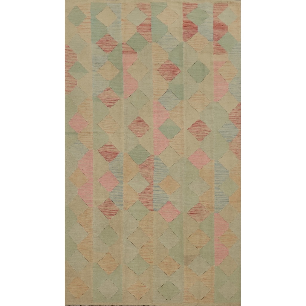 Hand Woven Oriental 100% Wool Carpet Southwestern Tribal Multi-Colored Kilim Area Rug - 8' 3'' X 4' 8''