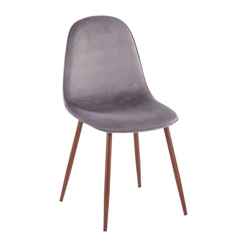 Pebble Mid-Century Modern Upholstered Accent / Dining Chair (Set of 2) - Grey Velvet