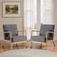 preview thumbnail 13 of 83, 2 Set Mid Century Modern Upholstered Accent Chair Linen - Dark Gray
