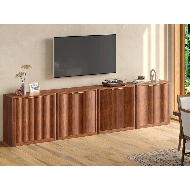 126" Buffet Cabinet with Storage, Fluted Sideboard with Adjustable Shelves for Living Room, Dining Room, Kitchen