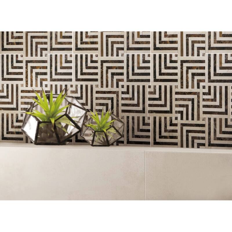Groutless Square Basketweave Marble Mosaic Tiles