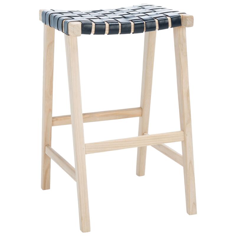 SAFAVIEH Remzija 30-inch Woven Leather Rectangle Bar Stool - 20" W x 19" D x 30" H