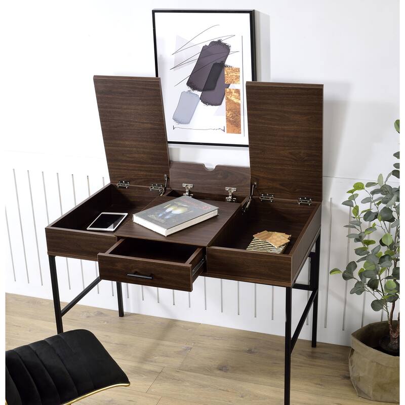 Verster Oak & Black Finish Writing Desk W/USB