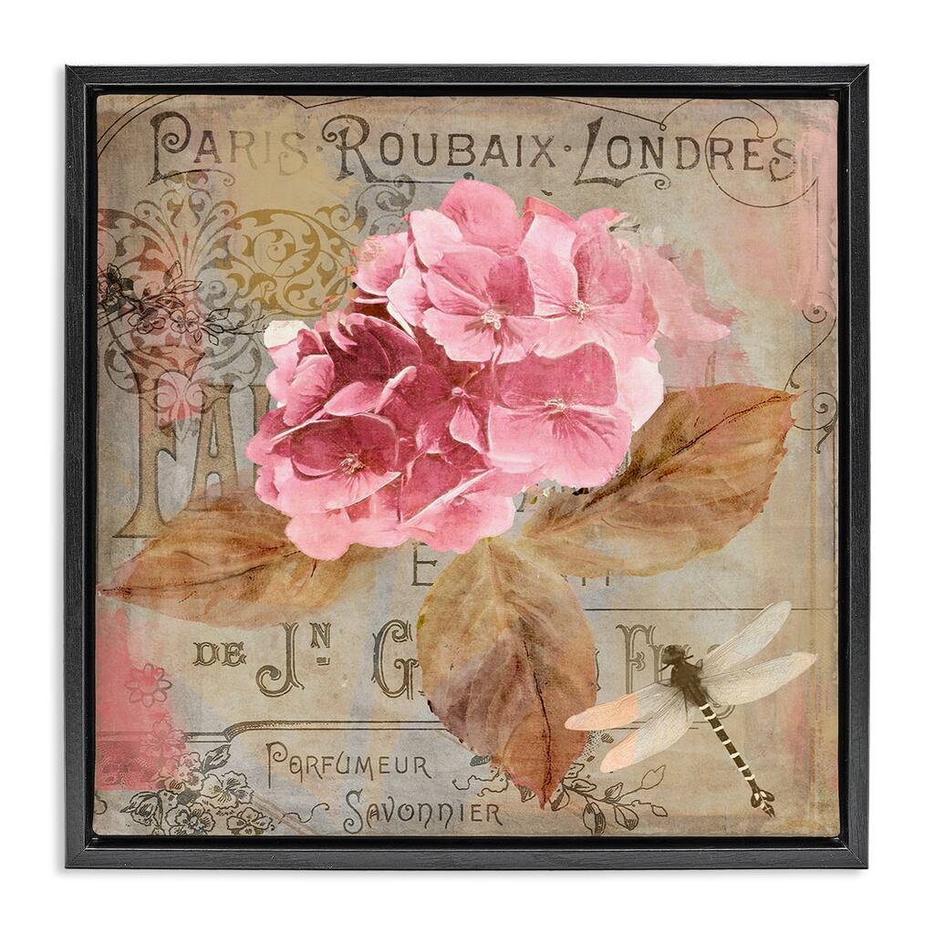 Stupell Vintage French Hydrangea Framed Floater Canvas Wall Art Design By Sasha