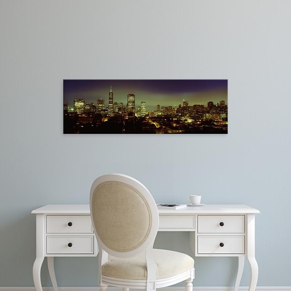 Easy Art Prints Panoramic Images's 'Buildings Lit Up At Night, San Francisco, California, USA' Premium Canvas Art