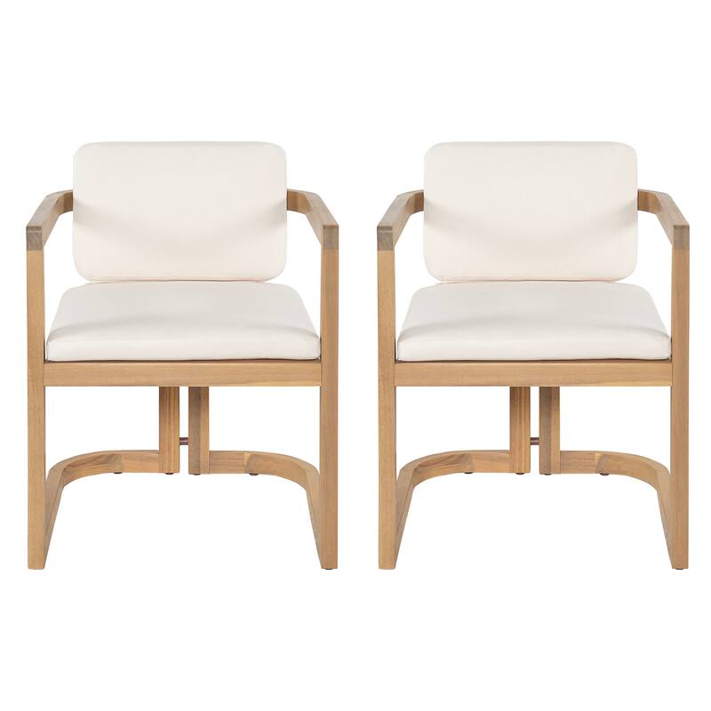 Christopher Knight Home - Outdoor Acacia Wood Dining Chairs with Cushions - Set of 2