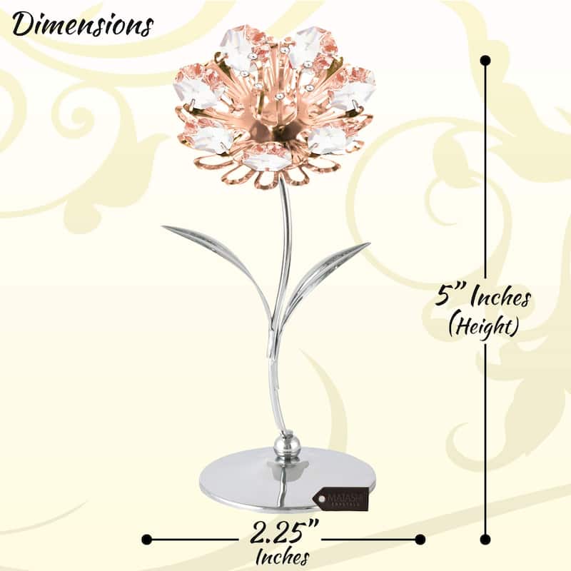 Matashi Home Decorative Tabletop Showpiece Chrome and Rose Plated Crystal Studded Sunflower Figurine Ornament - N/A