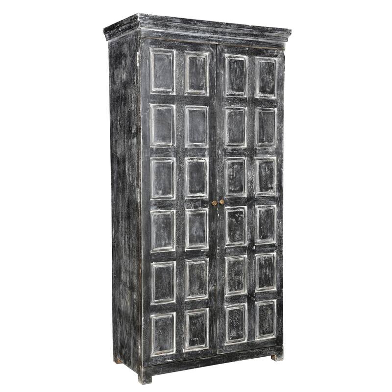 HomeRoots 72" Dark Gray Solid Wood Pantry Or Storage Closet - 36' X '72' X '18