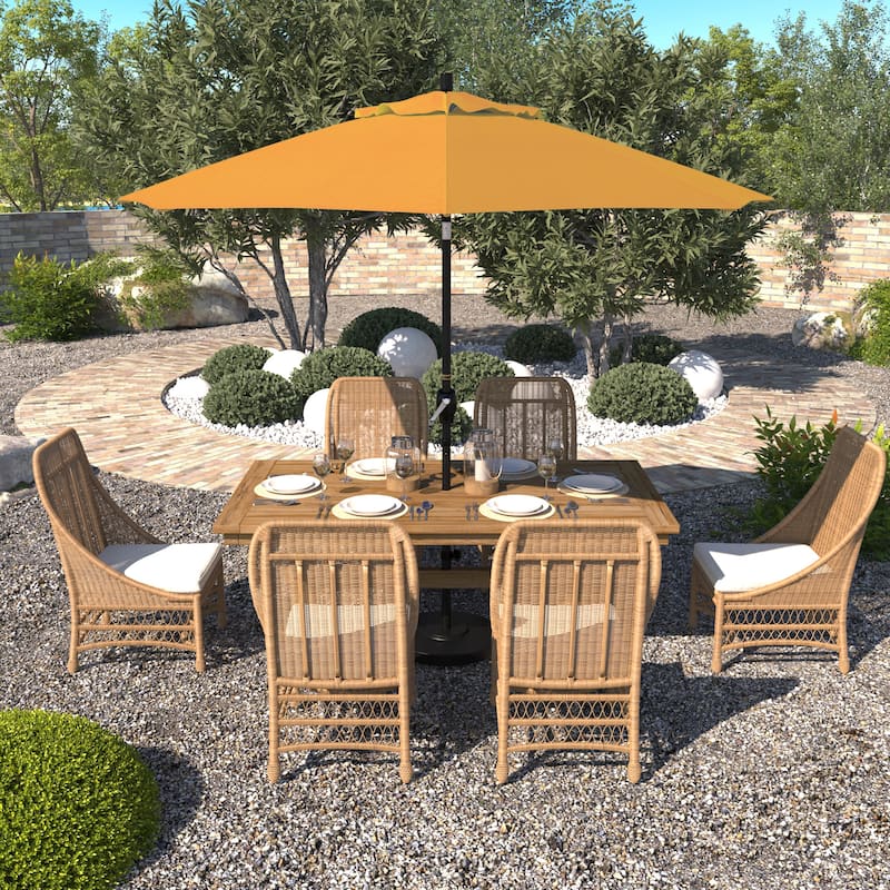 California Umbrella 9-foot Round Crank Lift, Push ButtonTilt, Black Frame Finish, Aluminum Patio Umbrella with Sunbrella Fabric